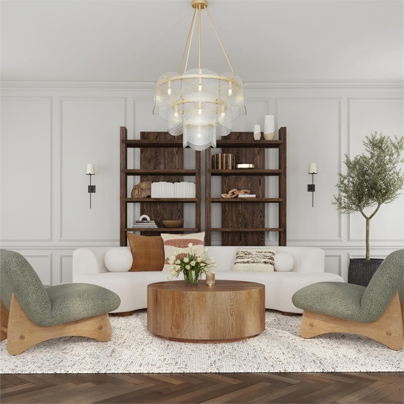 Pemberly Row Modern 6 Shelf Open Tall Bookcase Dark Brown Oak Wood