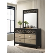 Pemberly Row Modern Mirror Made with Wood and Wooden Pattern in Black