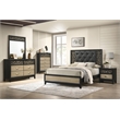 Pemberly Row Modern Mirror Made with Wood and Wooden Pattern in Black