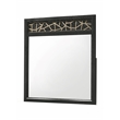 Pemberly Row Modern Mirror Made with Wood and Wooden Pattern in Black