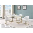 Pemberly Row White Faux Marble Double Pedestal Dining Table (Seats 6)
