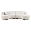 Pemberly Row Ivory Fabric Upholstery Sectional Sofa with Retro Curves