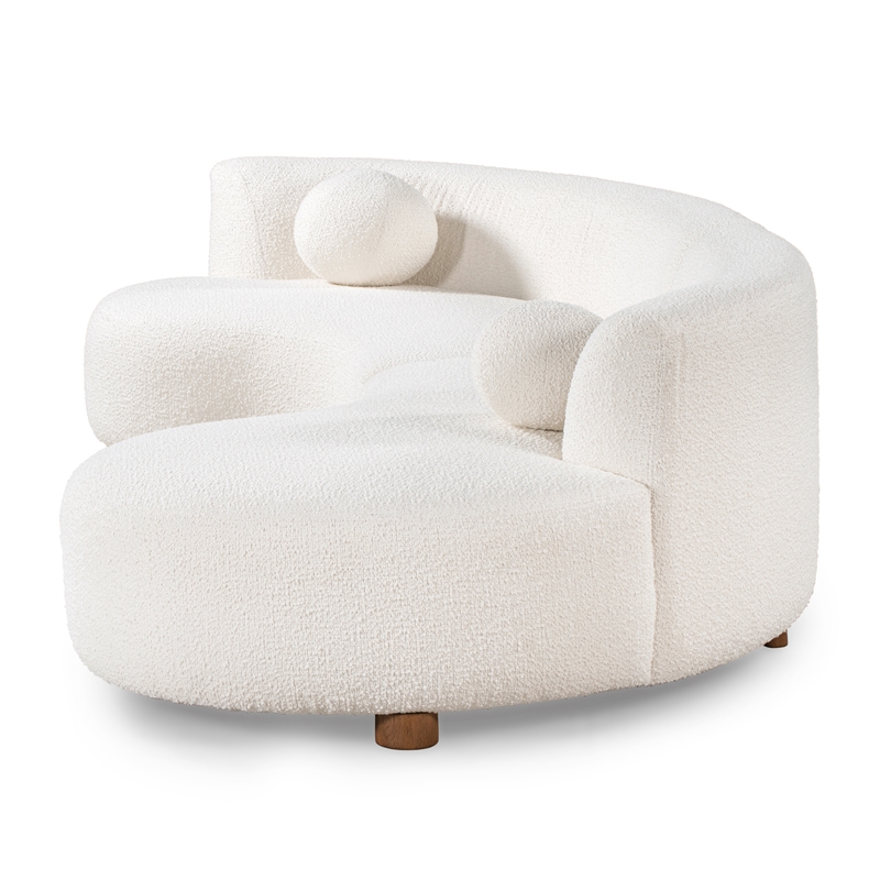 Pemberly Row Ivory Fabric Upholstery Sectional Sofa with Retro Curves
