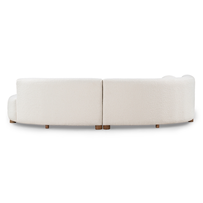 Pemberly Row Ivory Fabric Upholstery Sectional Sofa with Retro Curves