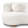 Pemberly Row Ivory Fabric Upholstery Sectional Sofa with Retro Curves