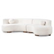 Pemberly Row Ivory Fabric Upholstery Sectional Sofa with Retro Curves