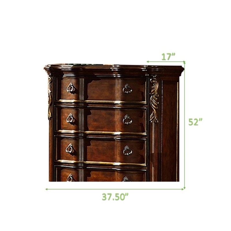 Pemberly Row Traditional 5-Drawer Chest Made with Wood in Dark Walnut