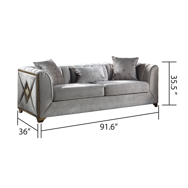 Pemberly Row Modern Sofa in Gold Finish Made with Wood in Cream Color
