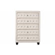 Pemberly Row Crystal Tufted 5PC Full Bedroom Set in Cream made with Wood