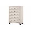 Pemberly Row Crystal Tufted 5PC Full Bedroom Set in Cream made with Wood