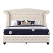 Pemberly Row Crystal Tufted 5PC Full Bedroom Set in Cream made with Wood