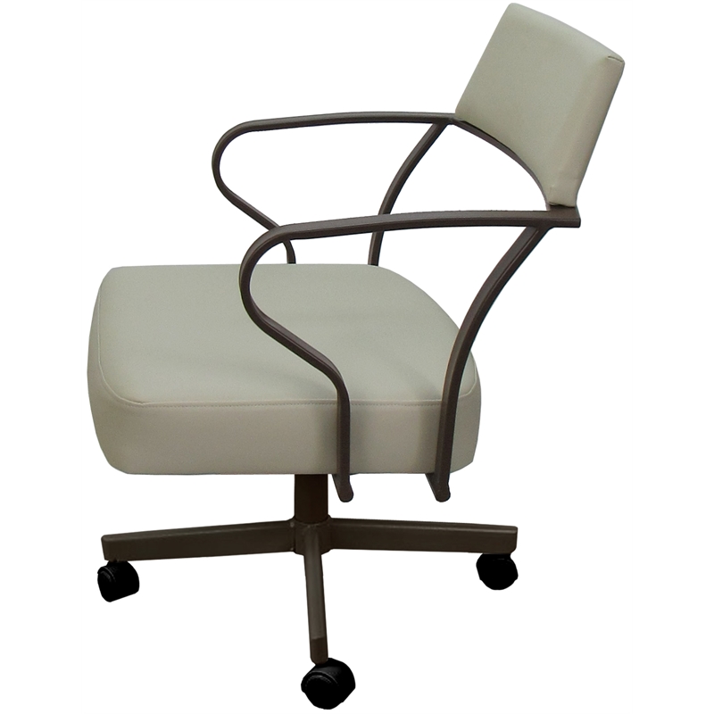 Pemberly Row Swivel Tilt Metal Dining Caster Chair - Ocean Beige - Brown