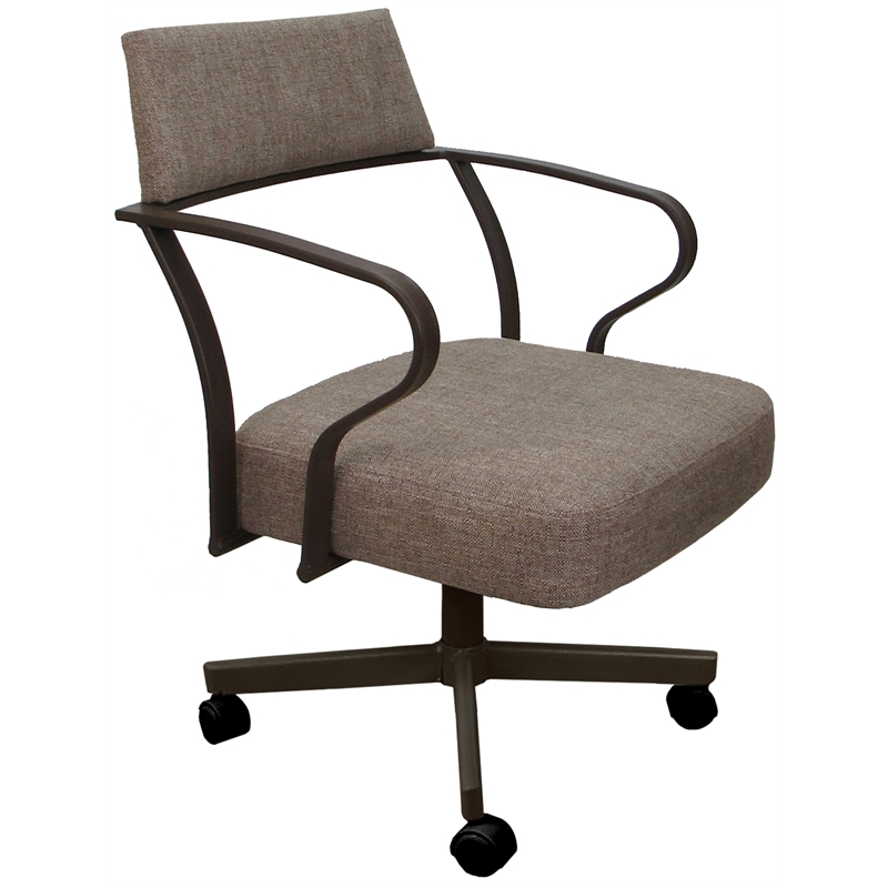 Pemberly Row Swivel Tilt Metal Dining Caster Chair - Basin Beige - Brown