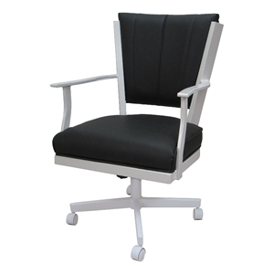 Pemberly Row Swivel Metal Dining Caster Chair - Gray Vinyl - White Frame