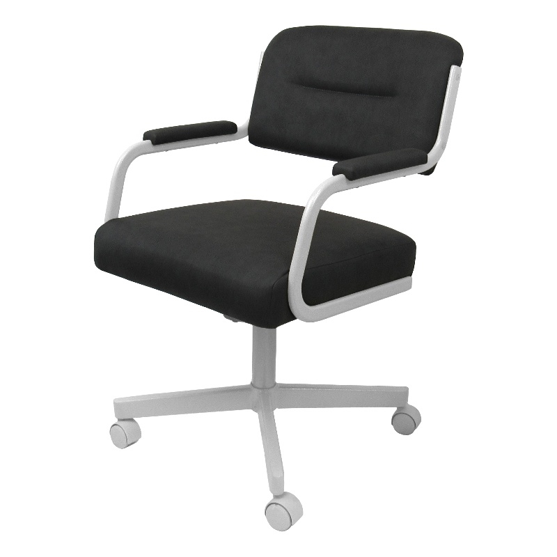 Pemberley Row Upholstered Gray Dining Chair White Frame Swivel Unassembled