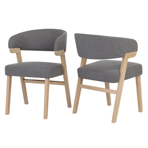 Pemberly Row 18.75&quot Fabric Dining Chair in Natural/Gray (Set of 2)