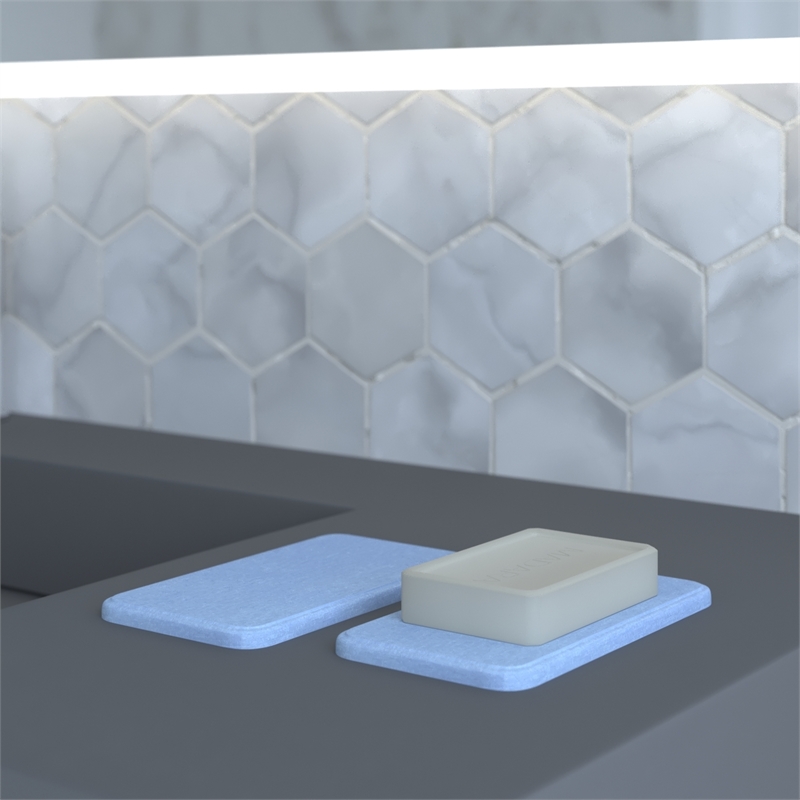 Pemberly Row Quick Dry Absorbent Diatomite Stone Soap Dish in Blue