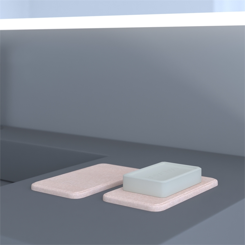 Pemberly Row Quick Dry Absorbent Diatomite Stone Soap Dish in Pink