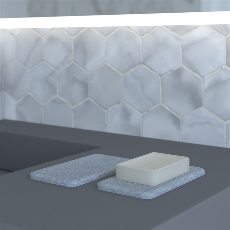Pemberly Row Quick Dry Absorbent Diatomite Stone Soap Dish in Gray