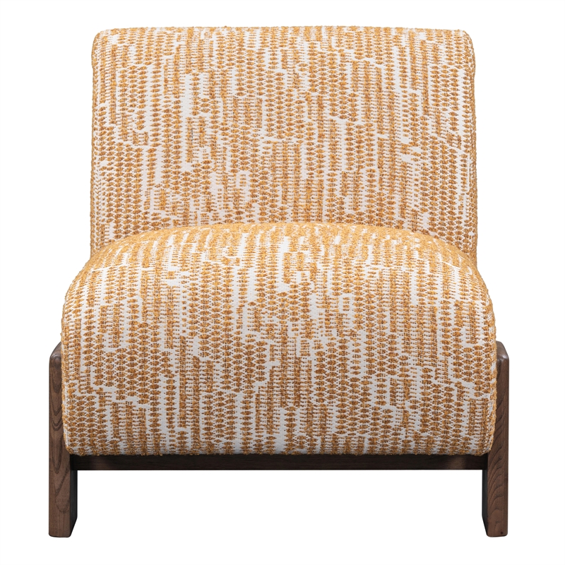 Pemberly Row Fabric Accent Chair Gold Pattern with Dynamic Wood Frame