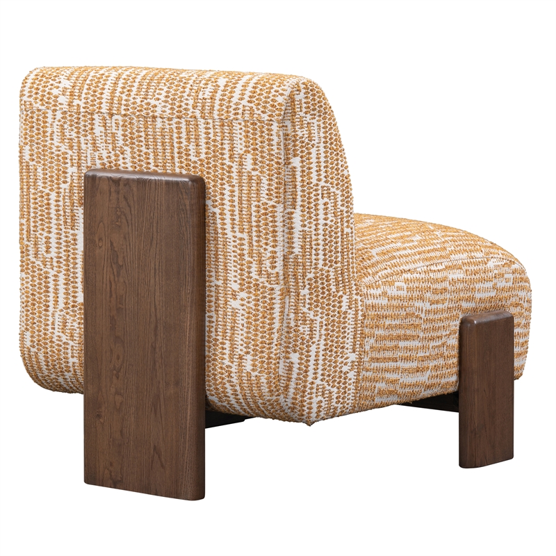 Pemberly Row Fabric Accent Chair Gold Pattern with Dynamic Wood Frame