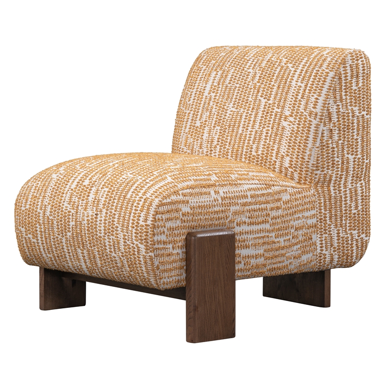Pemberly Row Fabric Accent Chair Gold Pattern with Dynamic Wood Frame