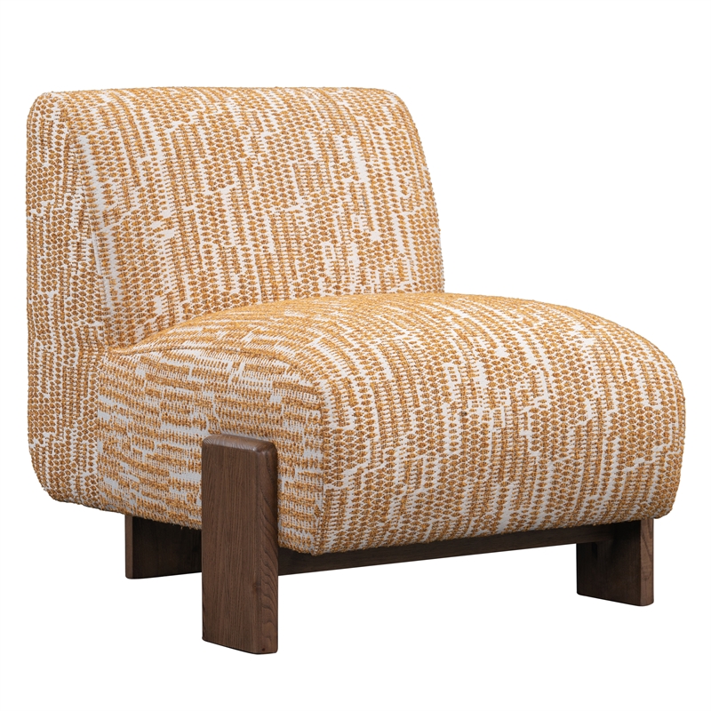 Pemberly Row Fabric Accent Chair Gold Pattern with Dynamic Wood Frame