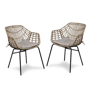 pemberly row 3-piece outdoor pe wicker / rattan bistro set in natural