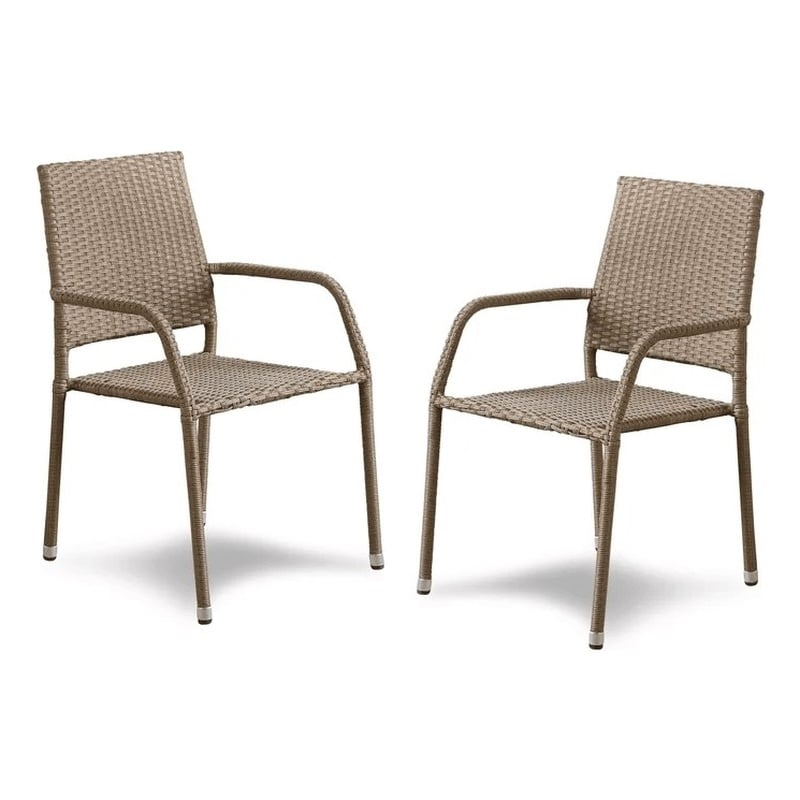 Pemberly Row 3-Piece Outdoor PE Wicker / Rattan Bistro Set in Natural