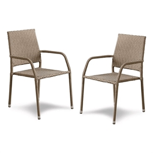 Pemberly Row 3-Piece Outdoor PE Wicker / Rattan Bistro Set in Natural