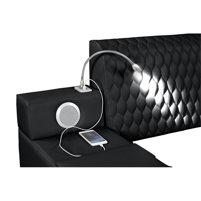 Pemberly Row Smart Multifunctional King Size Bed Made with Wood in Black