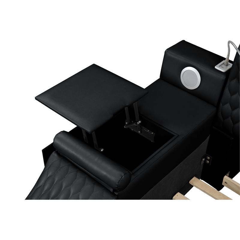 Pemberly Row Smart Multifunctional King Size Bed Made with Wood in Black