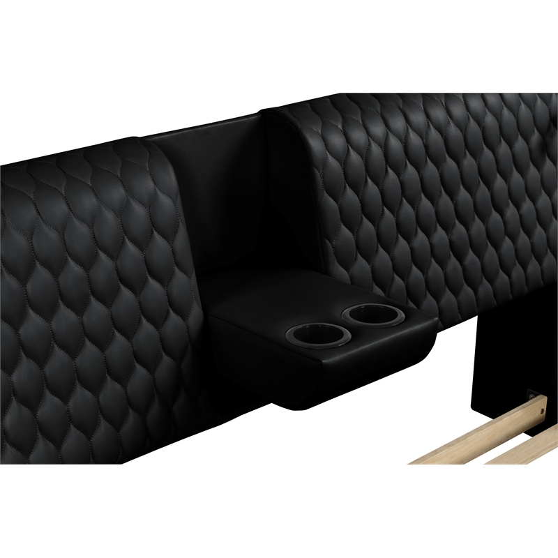 Pemberly Row Smart Multifunctional King Size Bed Made with Wood in Black