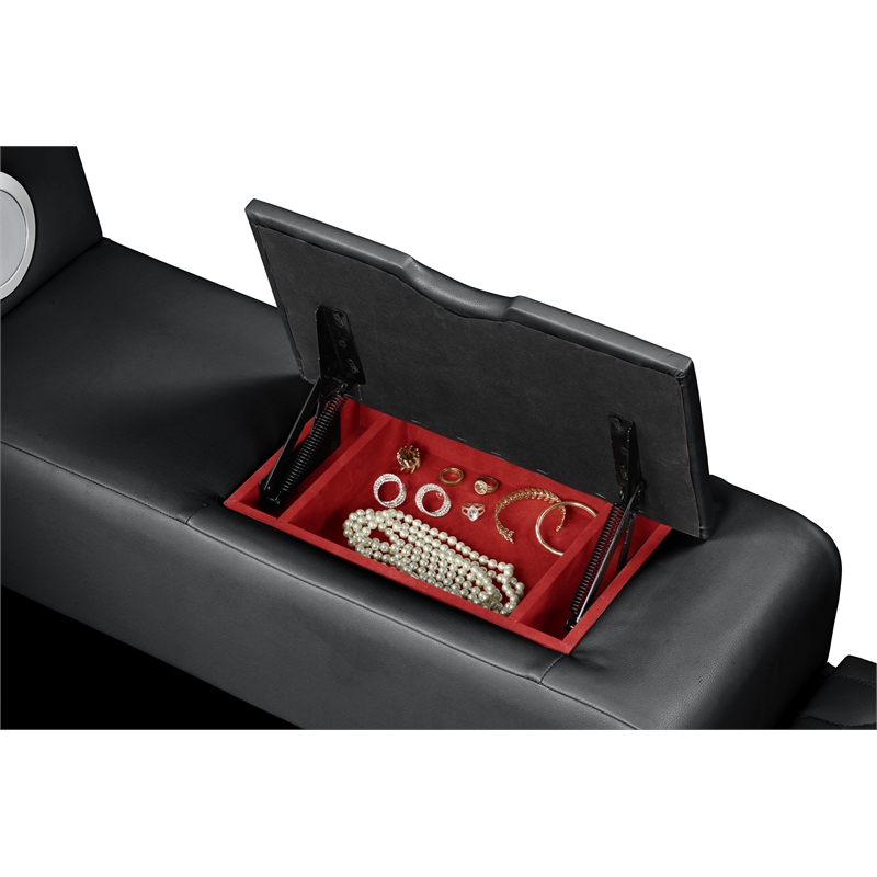 Pemberly Row Smart Multifunctional King Size Bed Made with Wood in Black