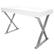 Pemberly Row Modern Stainless Steel Frame Computer Desk in Chrome/Silver