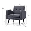 Pemberly Row Contemporary Fabric Arm Chair with Rubber Wood Legs in Gray