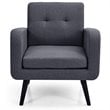 Pemberly Row Contemporary Fabric Arm Chair with Rubber Wood Legs in Gray