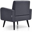 Pemberly Row Contemporary Fabric Arm Chair with Rubber Wood Legs in Gray