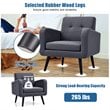 Pemberly Row Contemporary Fabric Arm Chair with Rubber Wood Legs in Gray