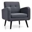 Pemberly Row Contemporary Fabric Arm Chair with Rubber Wood Legs in Gray