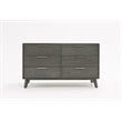 Pemberly Row 6-Drawer Modern Wood & Stainless Steel Dresser in Wash Gray