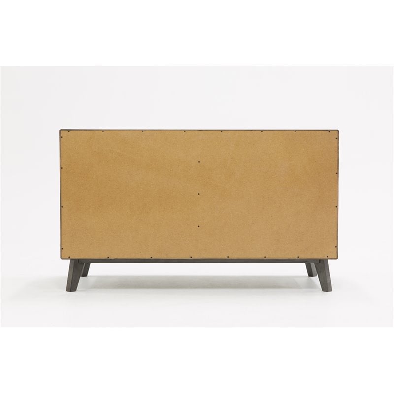 Pemberly Row 6-Drawer Modern Wood & Stainless Steel Dresser in Wash Gray