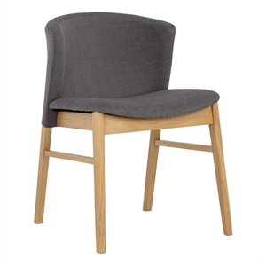 Pemberly Row 19&quot Fabric/Wood Dining Chair in Natural/Dark Gray (Set of 2)