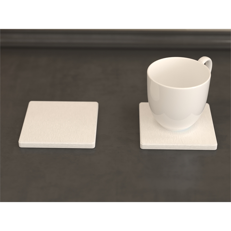 Pemberly Row Absorbent Square Diatomite Stone Coaster in White (Set of 4)