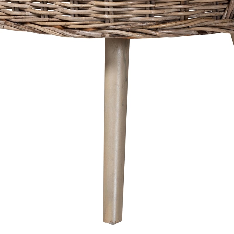 Pemberly Row Gray Seagrass and Acacia Wood 2-Piece Dining Nook Set