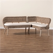 Pemberly Row Gray Seagrass and Acacia Wood 2-Piece Dining Nook Set