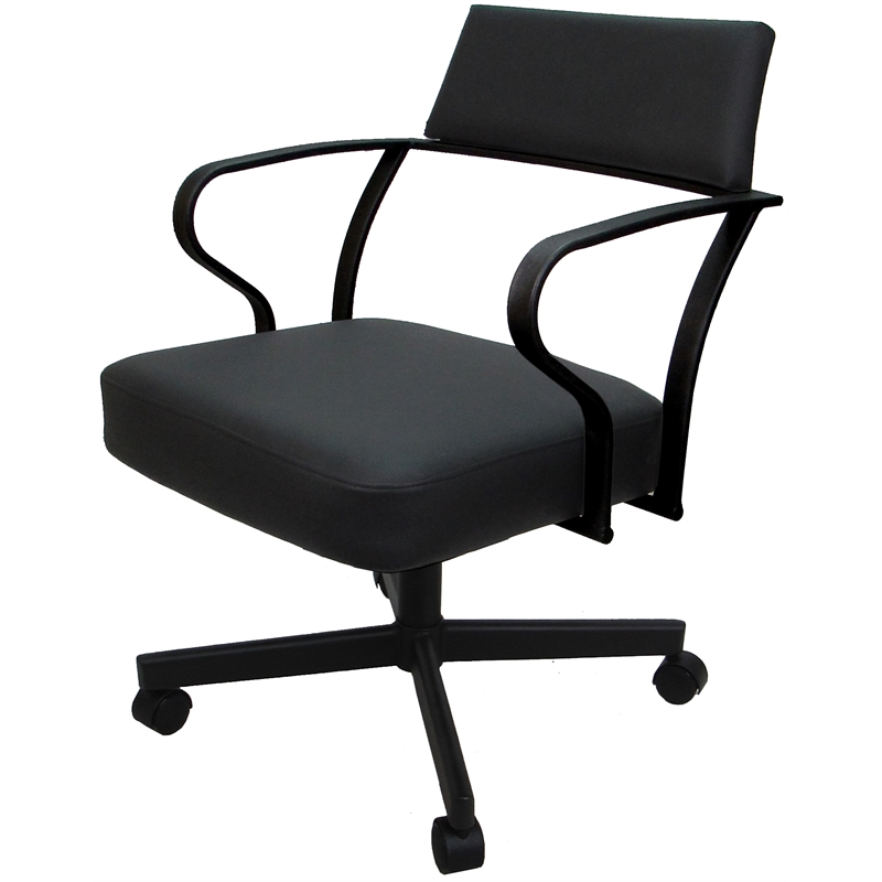 Pemberly Row Swivel Tilt Metal Dining Caster Chair - Black - Black