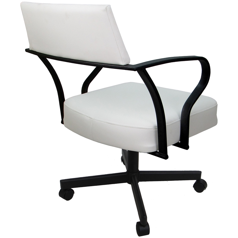 Pemberly Row Swivel Tilt Metal Dining Caster Chair - White - Black