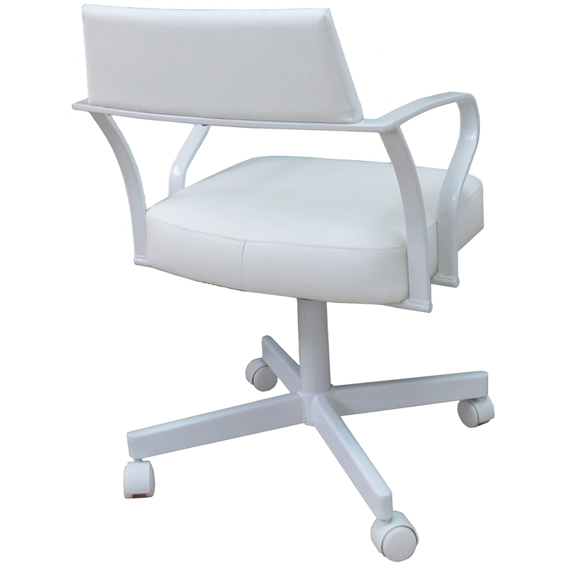 Pemberly Row Swivel Tilt Metal Dining Caster Chair - White - White