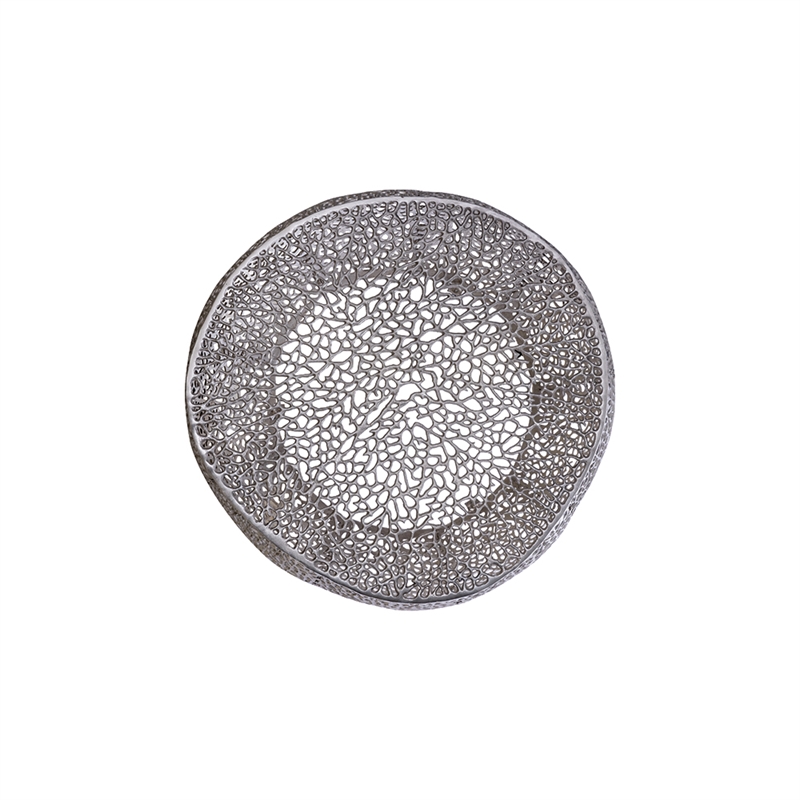 Pemberly Row Round Coffee Table Made with Aluminum in Silver Color